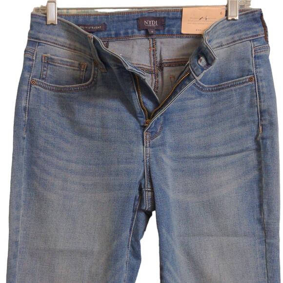 NYDJ Marilyn Straight Leg Jeans Blue Stretch Medium Wash Mid Rise Denim 6 New - Picture 4 of 16